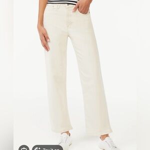 Free Assembly High-Rise Wide Leg Crop Premium Denim Cream Size 8